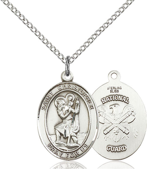 Sterling Silver Saint Christopher National Guard Pend