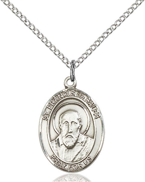 Sterling Silver Saint Francis De Sales Necklace Set