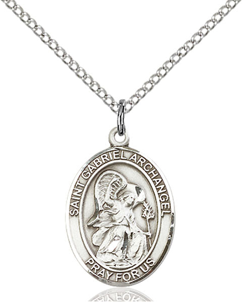 Sterling Silver Saint Gabriel the Archangel Necklace Set