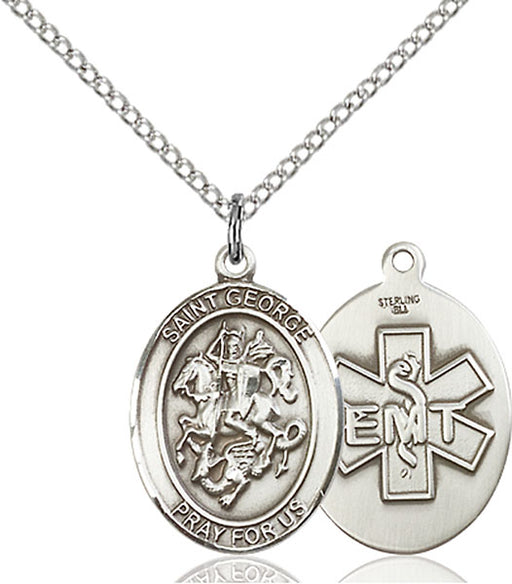 Sterling Silver Saint George Emt Necklace Set