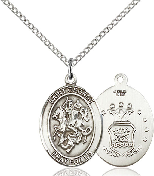 Sterling Silver Saint George Air Force Necklace Set