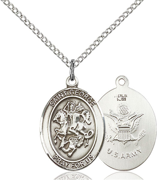 Sterling Silver Saint George Army Necklace Set