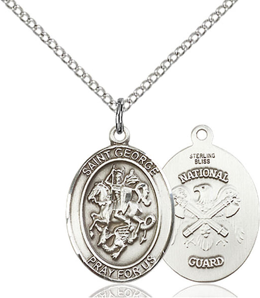Sterling Silver Saint George National Guard Necklace Set