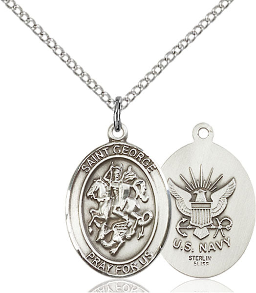 Sterling Silver Saint George Navy Necklace Set