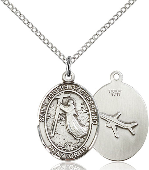 Sterling Silver Saint Joseph of Cupertino Necklace Set