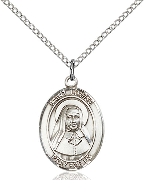 Sterling Silver Saint Louise De Marillac Necklace Set