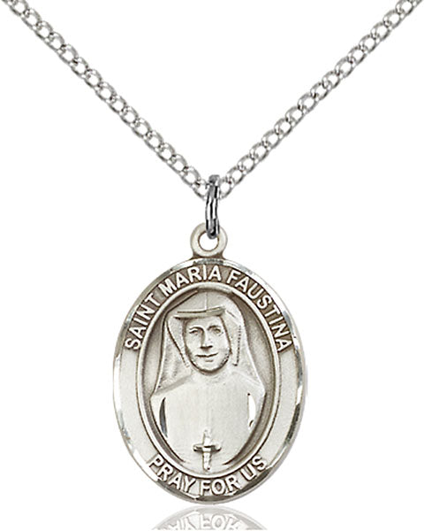 Sterling Silver Saint Maria Faustina Necklace Set