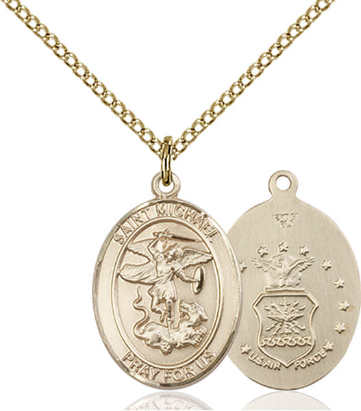 Gold-Filled Saint Michael Air Force Necklace Set