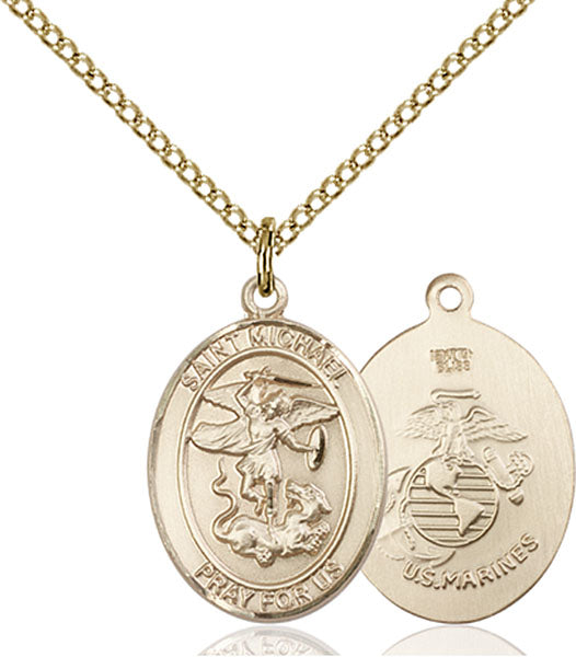 Gold-Filled Saint Michael Marines Necklace Set