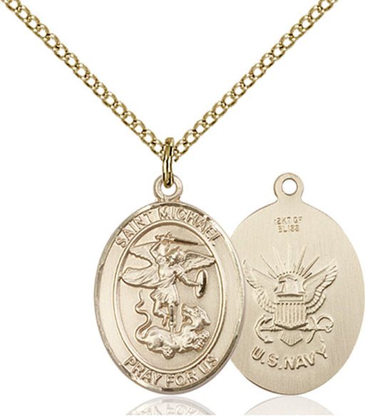 Gold-Filled Saint Michael Navy Necklace Set