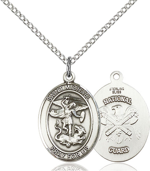 Sterling Silver Saint Michael National Guard Necklace Set