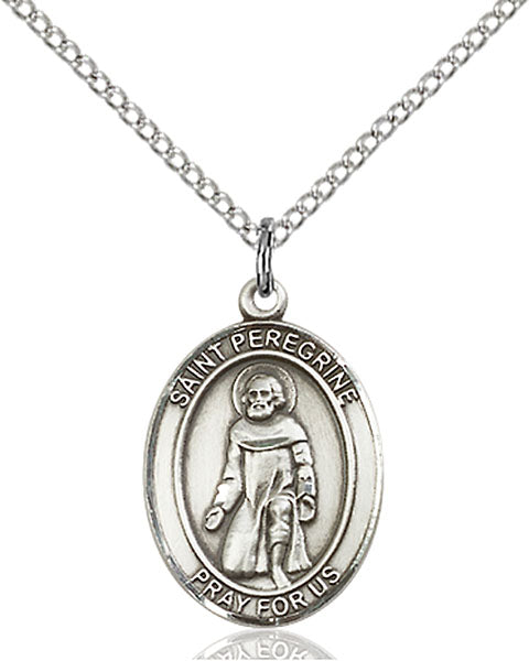 Sterling Silver Saint Peregrine Laziosi Necklace Set