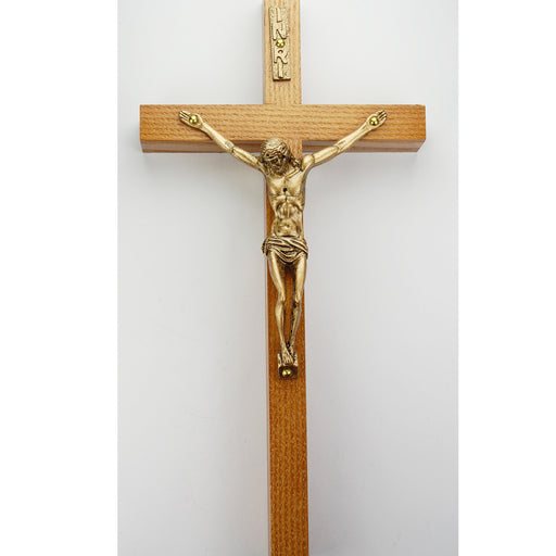 6-inch Walnut Crucifix with Gold Corpus