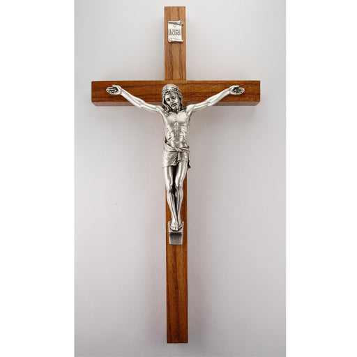 8-inch Walnut Crucifix with Silver Corpus