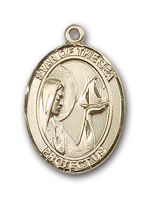 14K Gold OUR LADY Star of the Sea Pendant