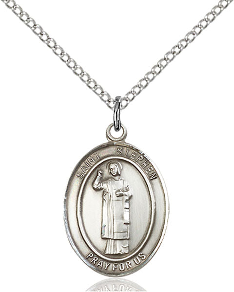 Sterling Silver Saint Stephen the Martyr Necklace Set