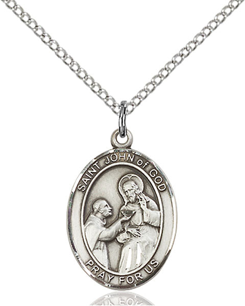 Sterling Silver Saint John of God Necklace Set