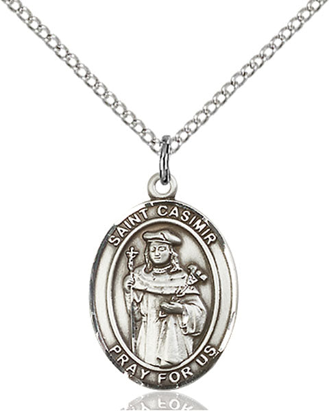 Sterling Silver Saint Casimir of Poland Necklace Set