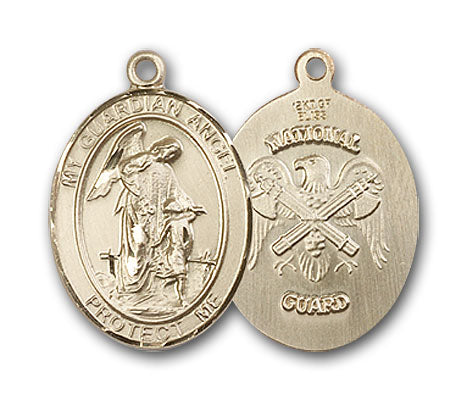 14K Gold Guardian Angel, Angel Jewelry National Guard Pendant