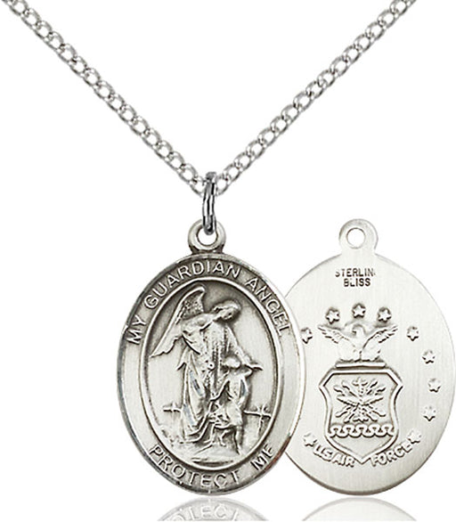 Sterling Silver Guardian Angel, Angel Jewelry Air Force Necklace Set