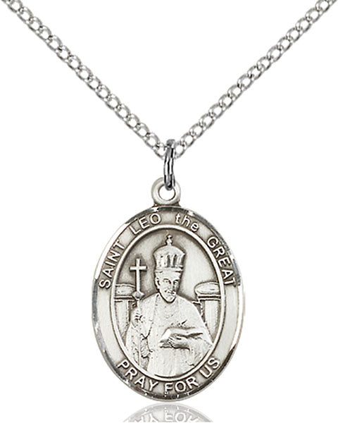 Sterling Silver Saint Leo the Great Necklace Set
