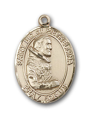 14K Gold Saint Pio of Pietrelcina Pendant