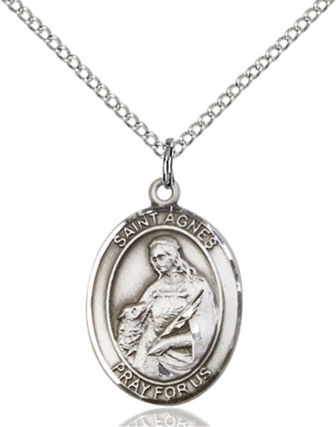 Sterling Silver Saint Agnes of Rome Necklace Set