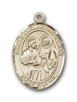 14K Gold Sts. Cosmas and Damian Pendant