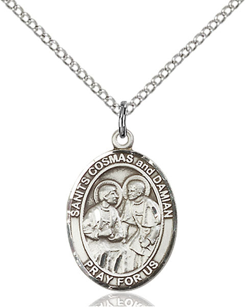 Sterling Silver Sts. Cosmas and Damian Necklace Set