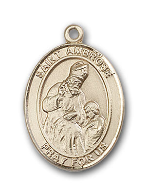 14K Gold Saint Ambrose Pendant