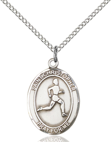 Sterling Silver Saint Christopher Track and Field Pend