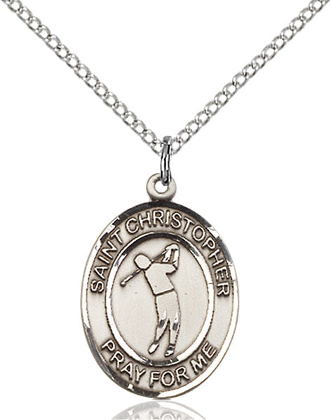 Sterling Silver Saint Christopher Golf Necklace Set