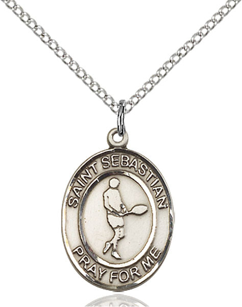 Sterling Silver Saint Sebastian Tennis Necklace Set
