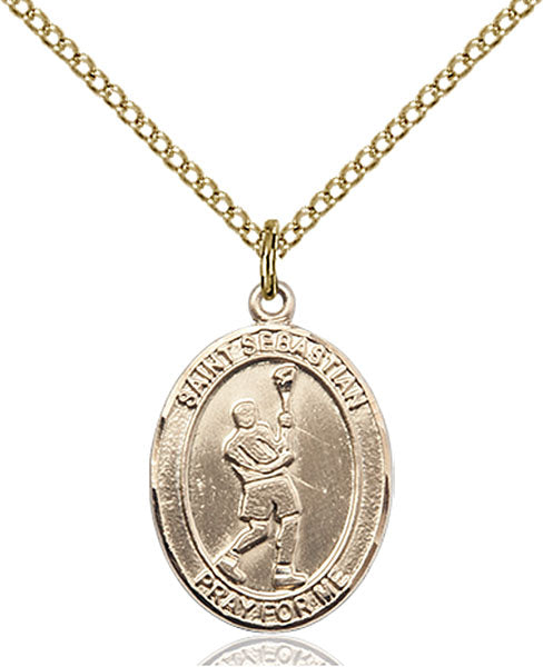 Gold-Filled Saint Sebastian Lacrosse Necklace Set