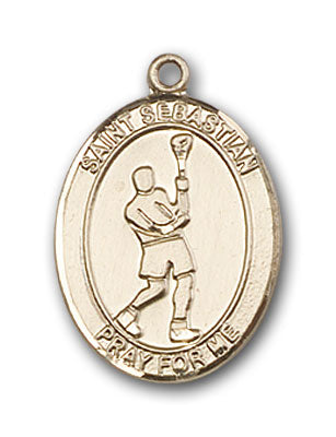 14K Gold Saint Sebastian Lacrosse Pendant