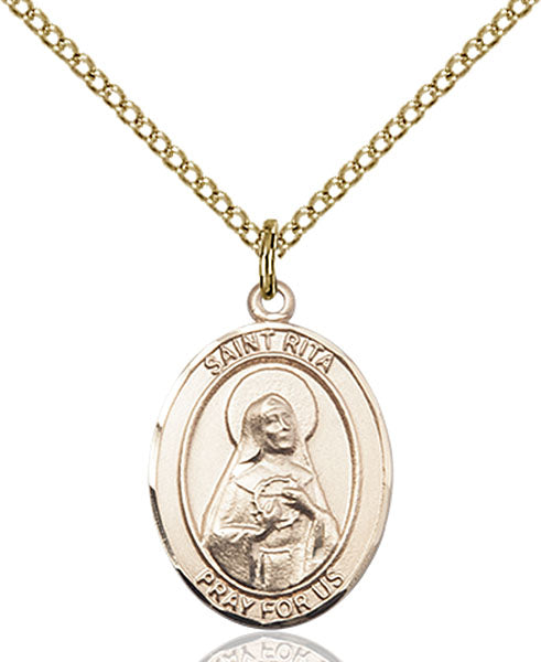 Gold-Filled Saint Rita of Cascia Baseball Necklace Set
