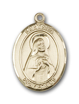 14K Gold Saint Rita of Cascia Baseball Pendant