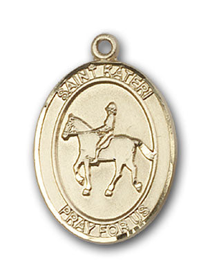 14K Gold Saint Kateri Equestrian Pendant