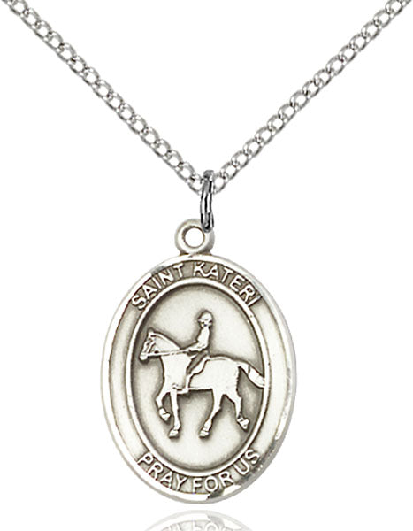 Sterling Silver Saint Kateri Equestrian Necklace Set