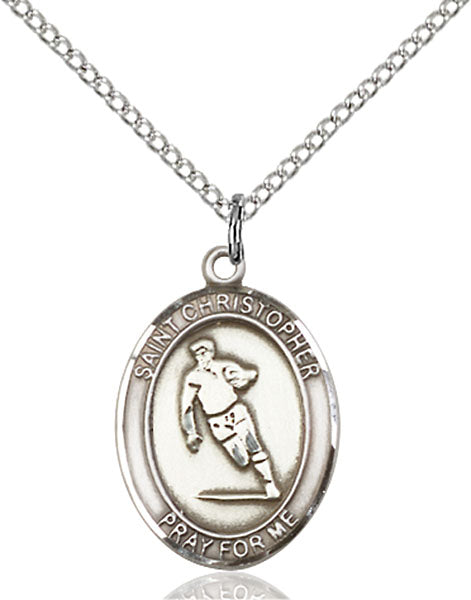 Sterling Silver Saint Christopher Rugby Necklace Set