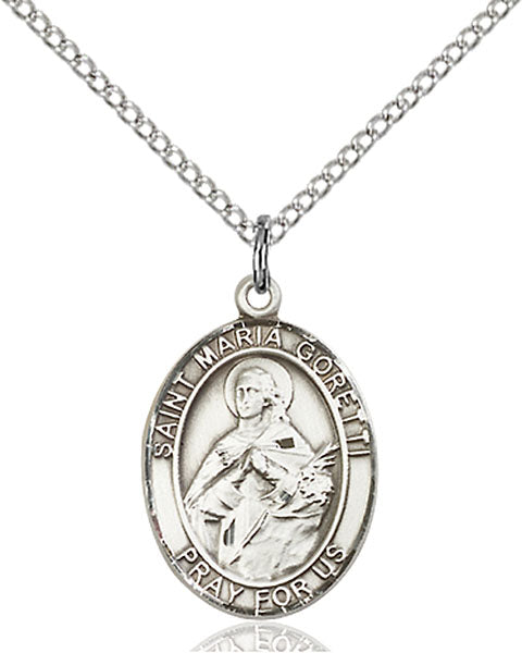 Sterling Silver Saint Maria Goretti Necklace Set