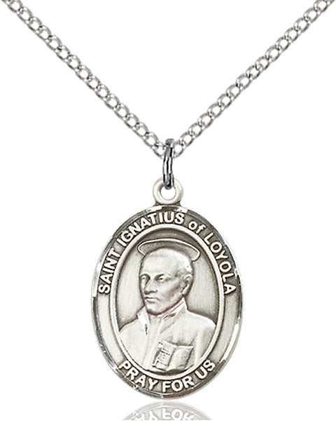 Sterling Silver Saint Ignatius of Loyola Necklace Set
