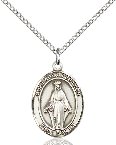 Sterling Silver Our Lady of Lebanon Necklace Set