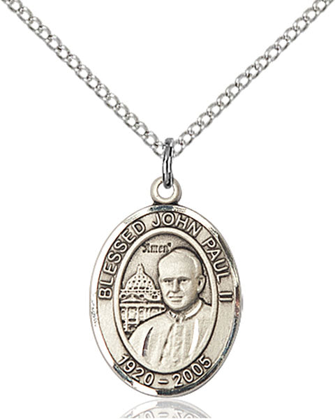 Sterling Silver Pope John Paul II Necklace Set