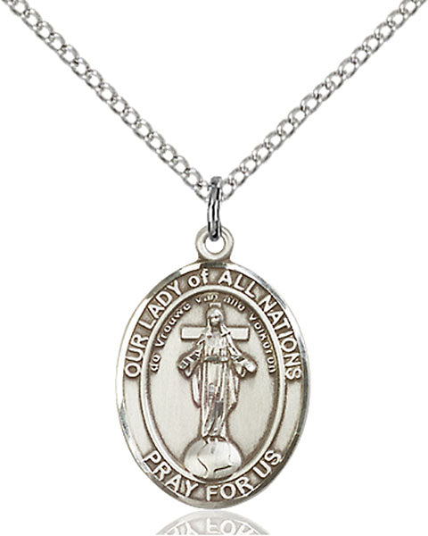 Sterling Silver Our Lady of All Nations Necklace Set