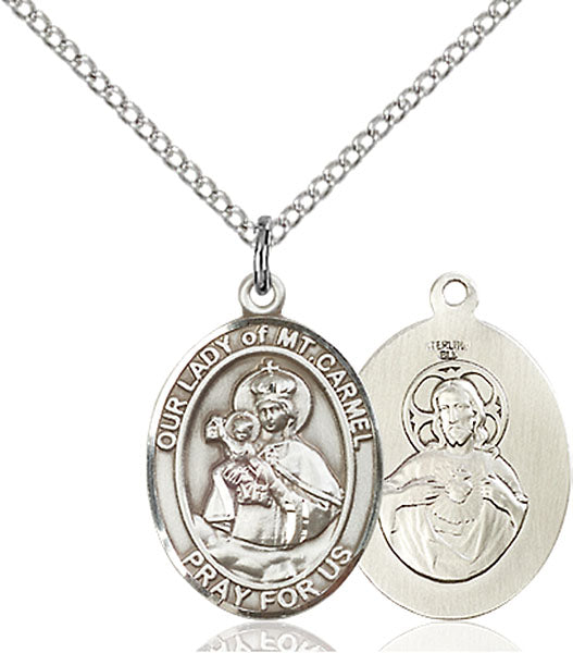 Sterling Silver Our Lady of Mount Carmel Necklace Set