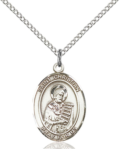 Sterling Silver Saint Christian Demosthenes Necklace Set