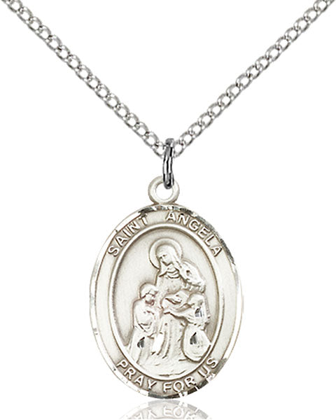 Sterling Silver Saint Angela Merici Necklace Set