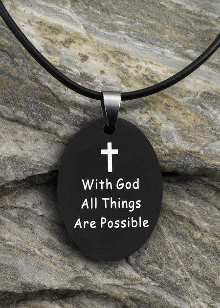 With God All Things Oval Pendant