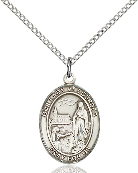Sterling Silver Our Lady of Lourdes Necklace Set
